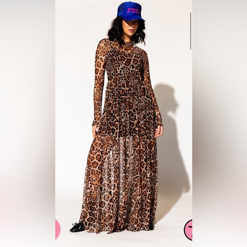 Dressed in Lala More You Mesh Maxi Dress in Macro Leopard
